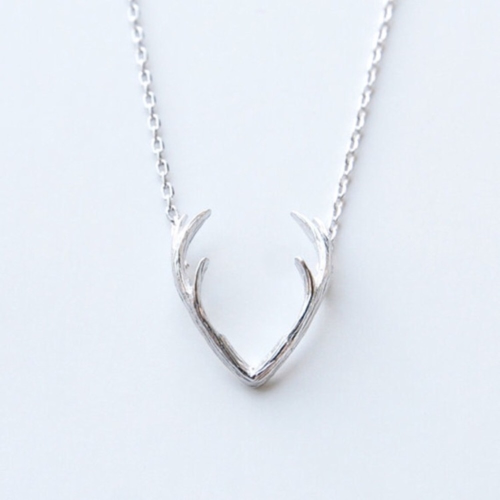 Antler Silver Color Pendant Necklace